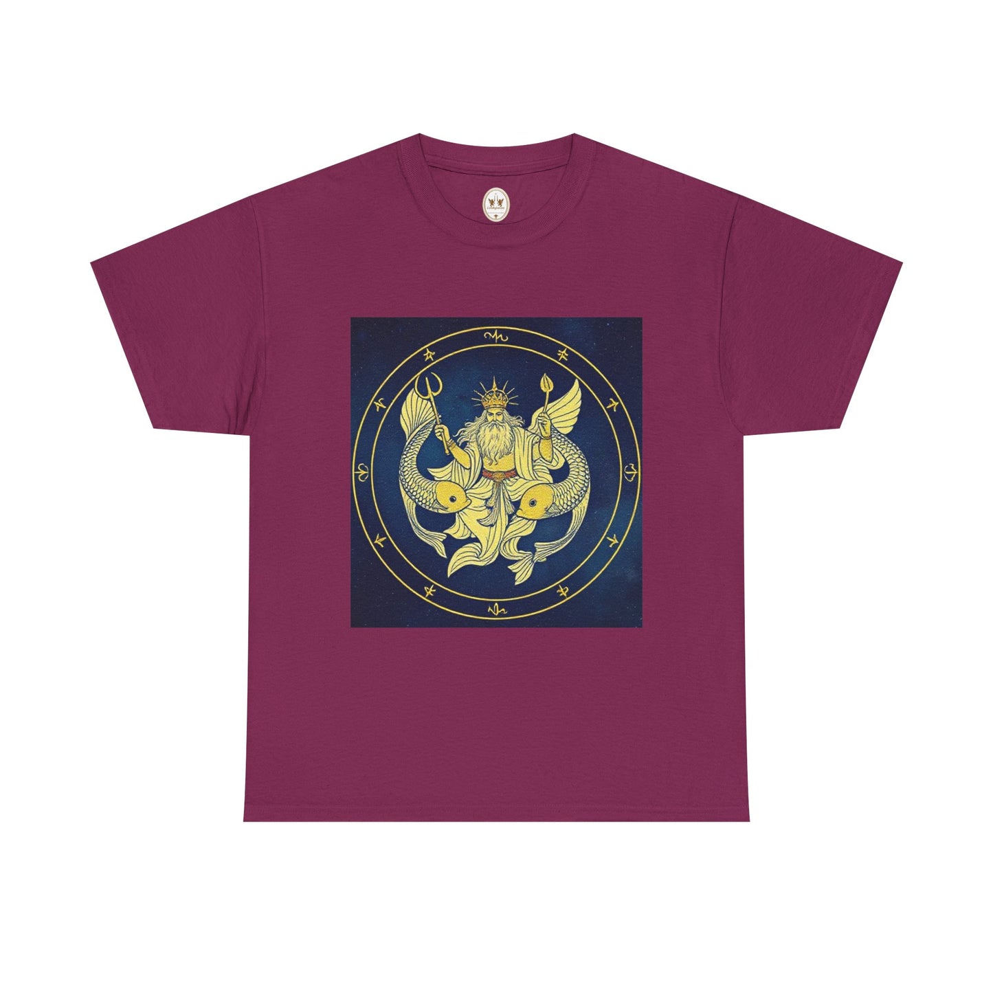 Unisex Heavy Cotton T-Shirt, King of Pisces, Zodiac Design