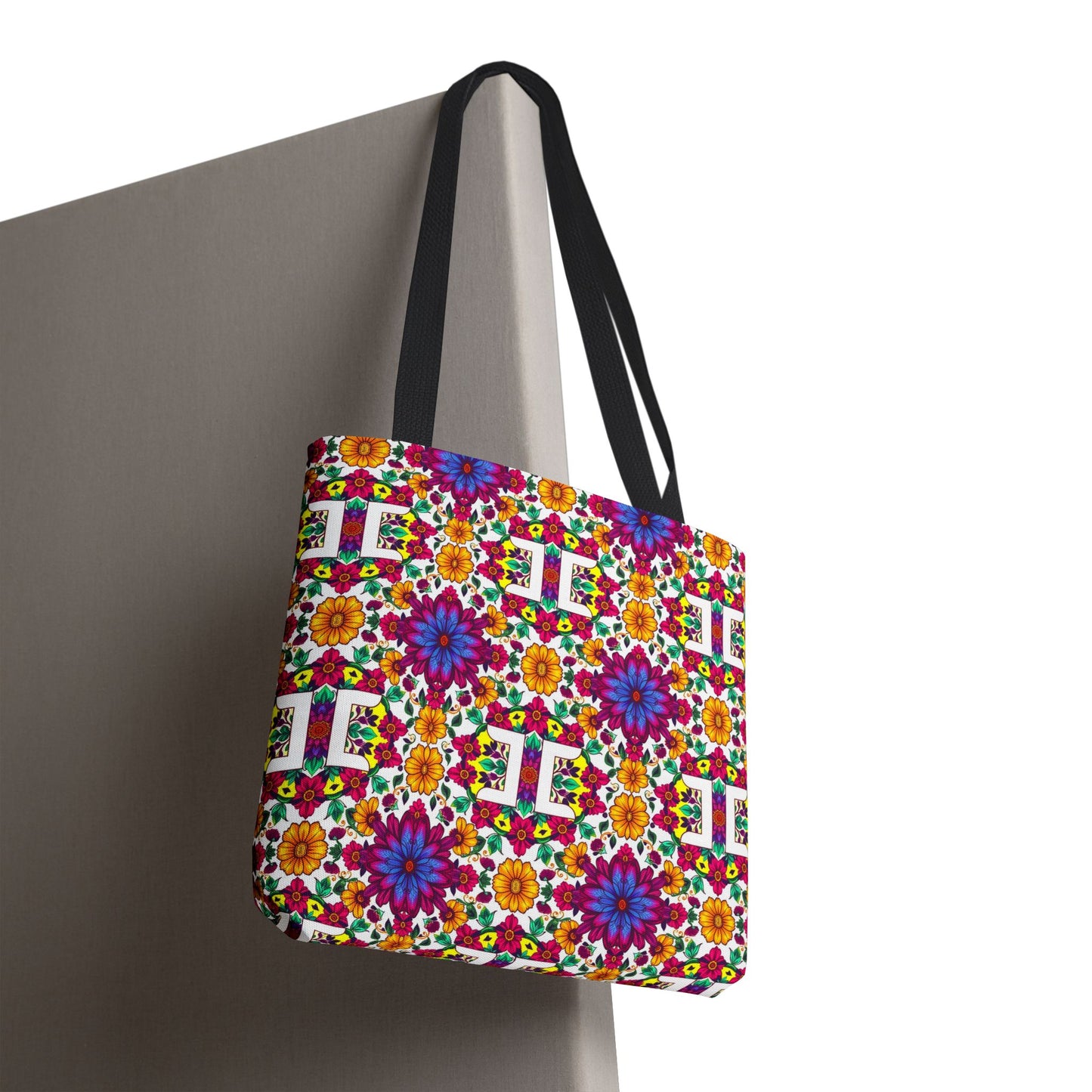 Tote Bag, (AOP), Gemini, Zodiac v3, Flower Pattern