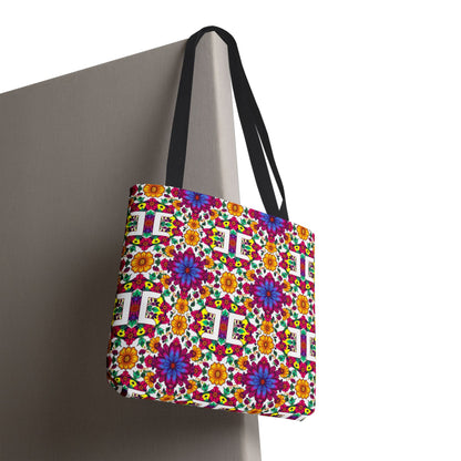 Tote Bag, (AOP), Gemini, Zodiac v3, Flower Pattern