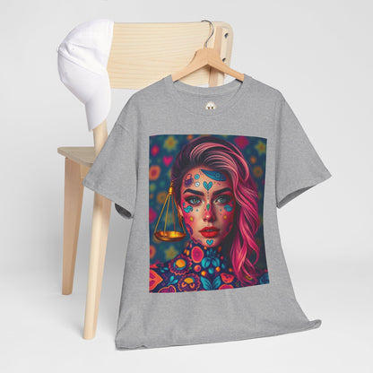 Unisex Heavy Cotton T-Shirt, Libra, Zodiac v2, Sexy Art
