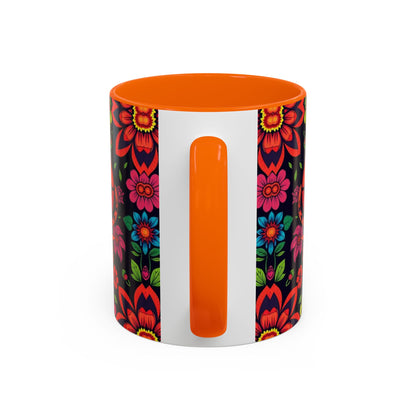 Accent Coffee Mug, Cancer, Zodiac v4, Flower Pattern, (11, 15oz)