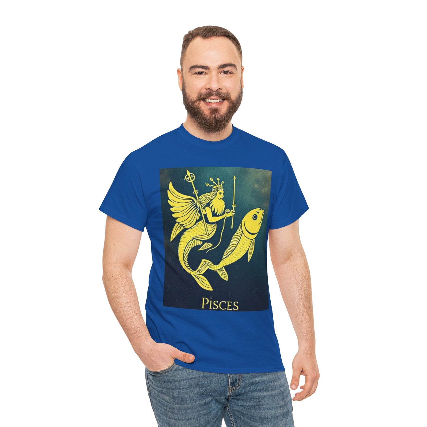 Unisex Heavy Cotton T-Shirt, Pisces Quuen v1, Zodiac Design