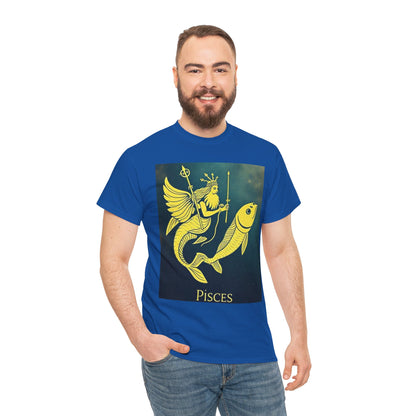 Unisex Heavy Cotton T-Shirt, Pisces Quuen v1, Zodiac Design