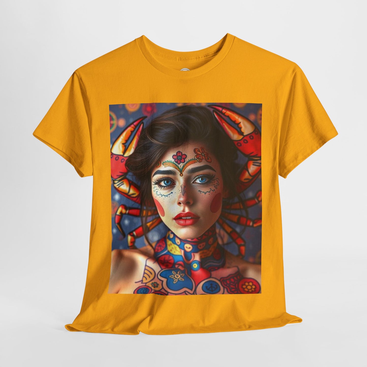 Unisex Heavy Cotton T-Shirt, Cancer, Zodiac v1, Sexy Art