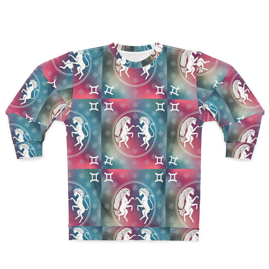 Unisex Sweatshirt, Zodiac Design, Pattern v1, Gemini, AOP