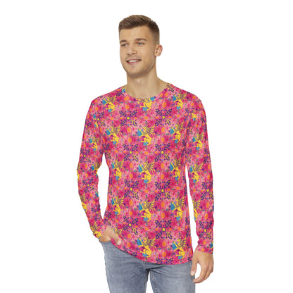 Men's Long Sleeve Shirt, (AOP), Virgo, Zodiac v1, Pattern
