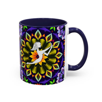Accent Coffee Mug, Sagittarius, Zodiac v1. Flower Pattern, (11, 15oz)