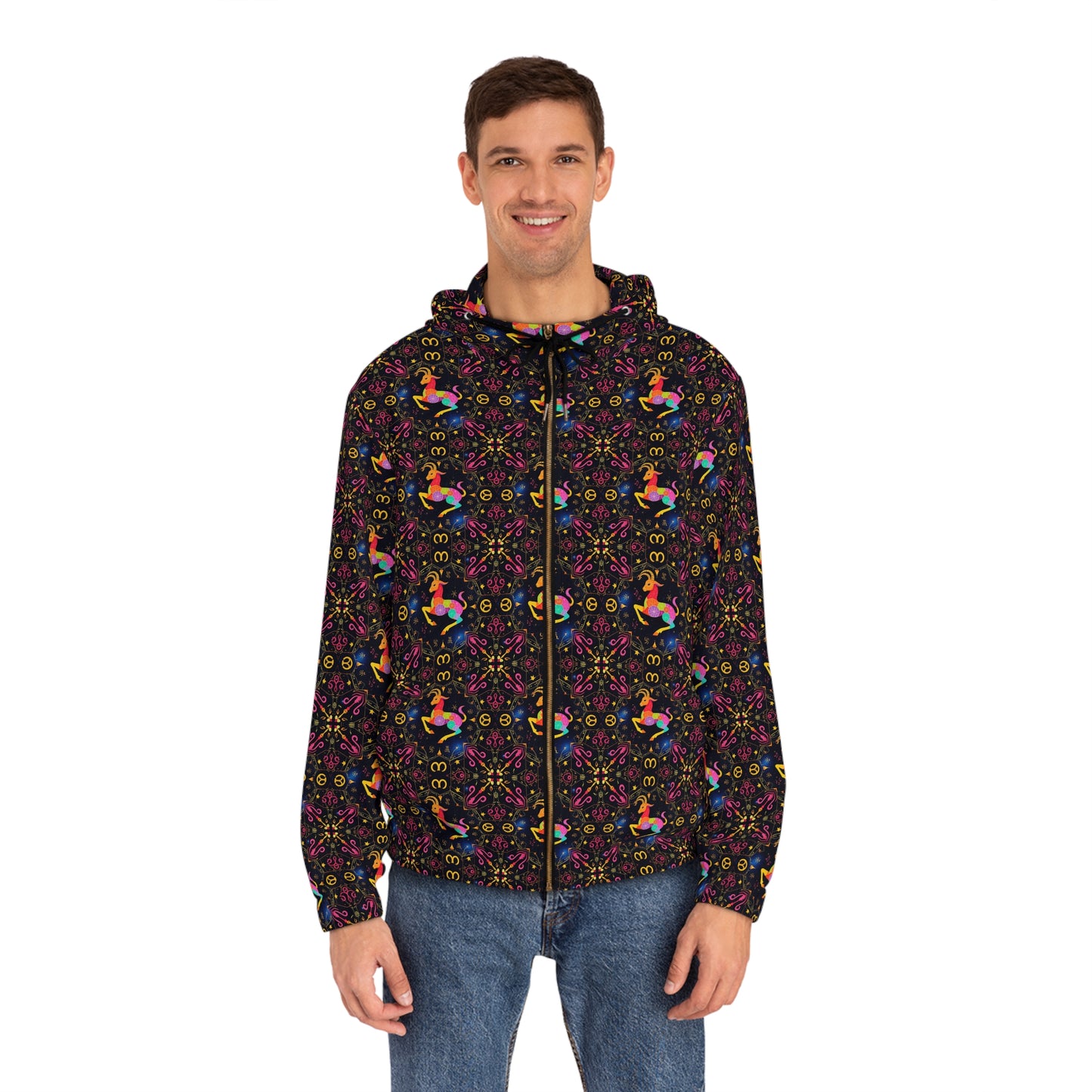 Full-Zip Hoodie (AOP), Capricorn, Zodiac v1, Pattern