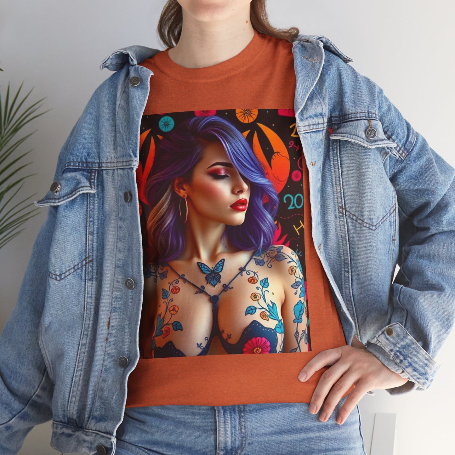 Unisex Heavy Cotton T-Shirt, Cancer, Zodiac, Sexy Art