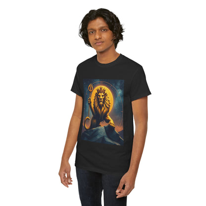 Unisex Heavy Cotton T-Shirt, King of Lions v2, Leo Zodiac Design