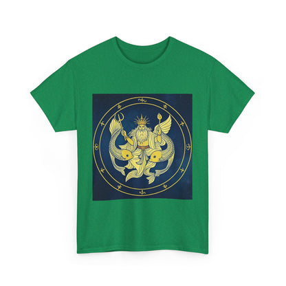 Unisex Heavy Cotton T-Shirt, King of Pisces, Zodiac Design