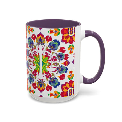 Accent Coffee Mug, Libra, Zodiac v1, Flower Pattern, (11, 15oz)