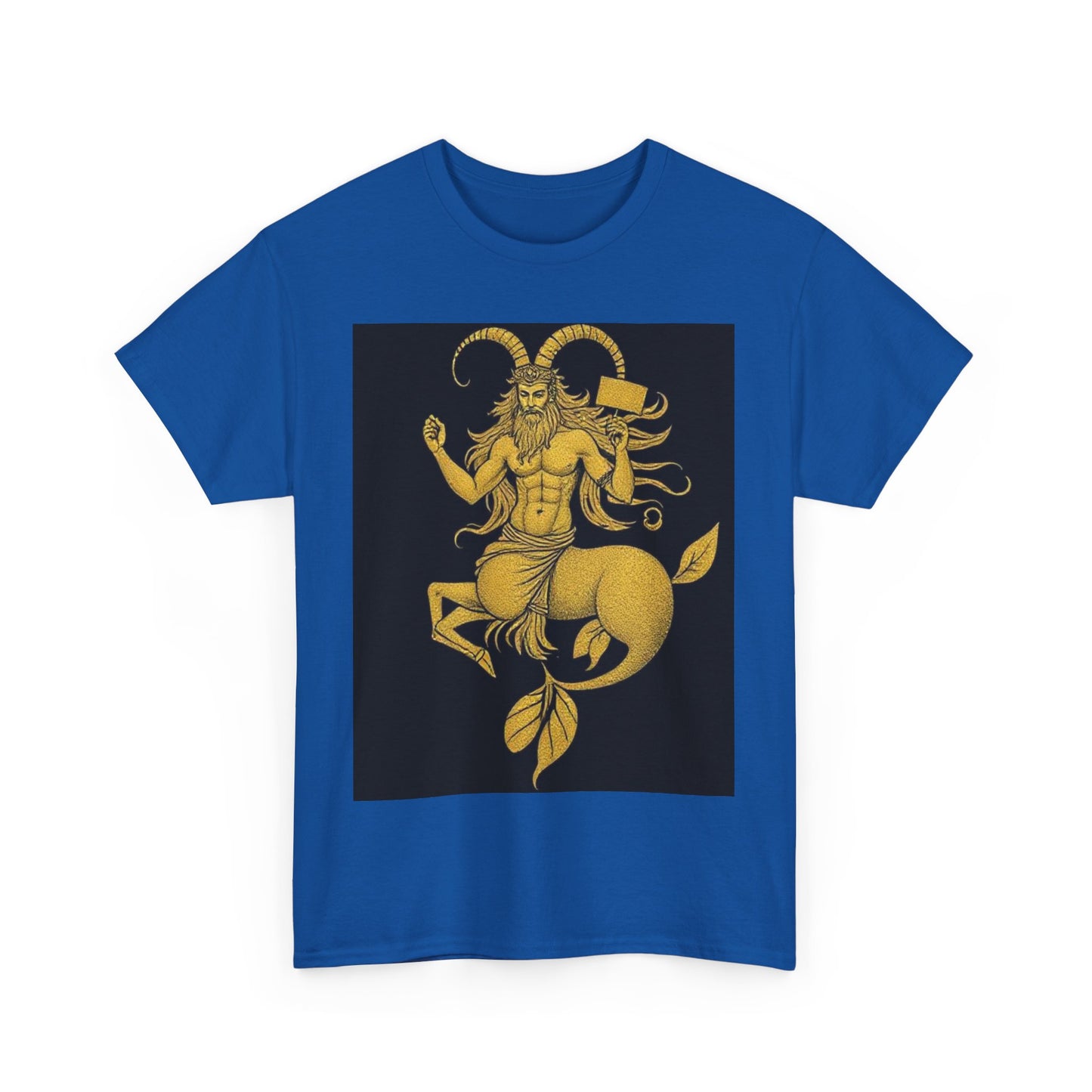 Unisex Heavy Cotton T-Shirt, Capricorn God, Zodiac Design