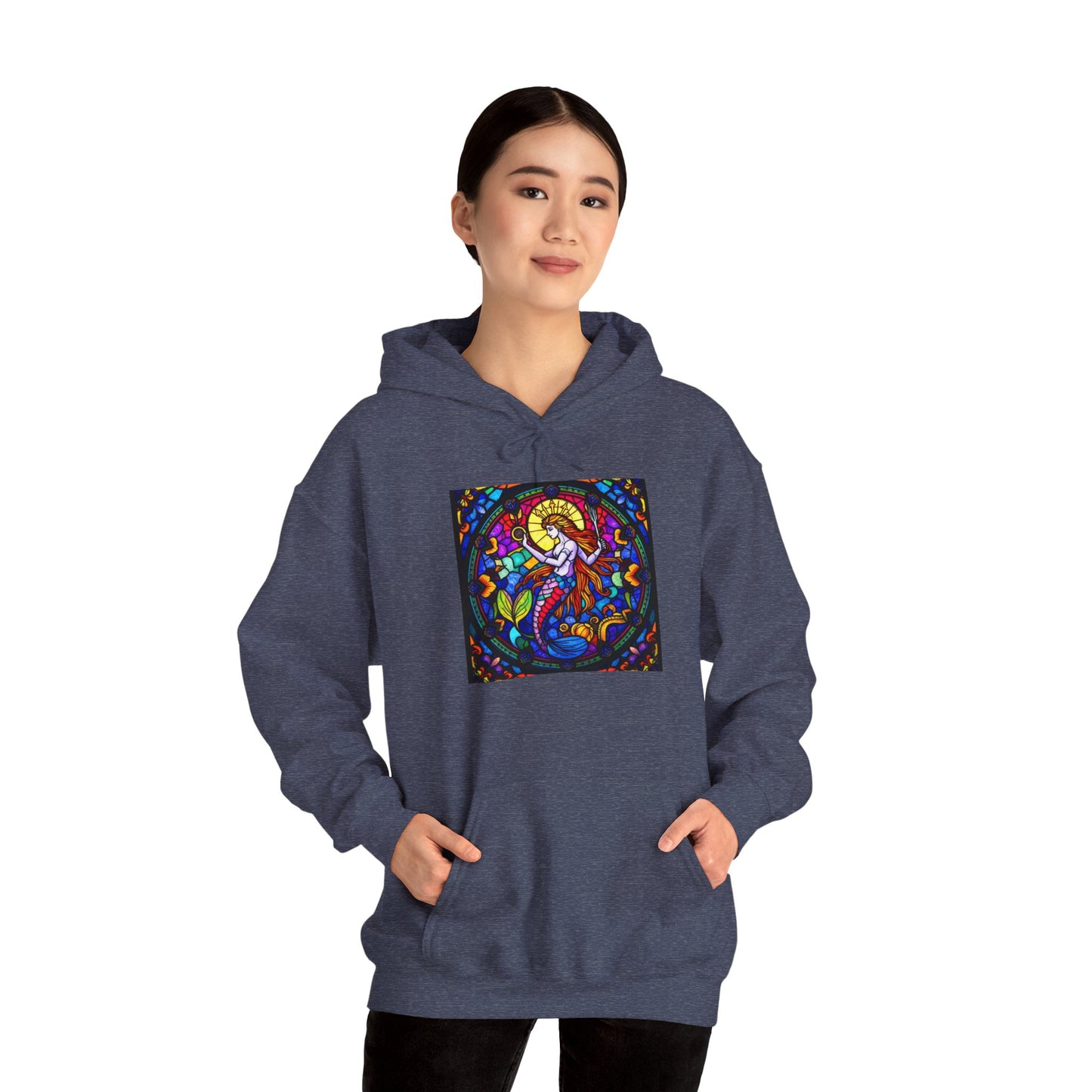 Unisex Heavy Blend™ Hooded Sweatshirt with glass Aquarius zodiac design