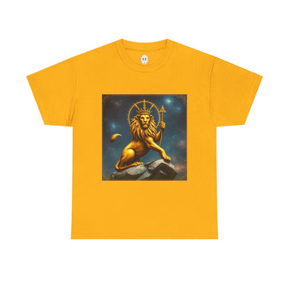 Unisex Heavy Cotton T-Shirt, King of Lions, Leo Zodiac Design