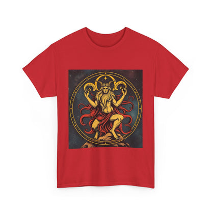 Unisex Heavy Cotton T-Shirt, Aries God 3v, Zodiac Design