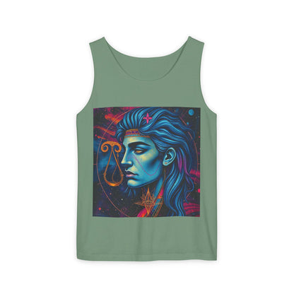 Unisex Garment-Dyed, Tank Top, Libra Design, Pop Art v1, 100% US cotton