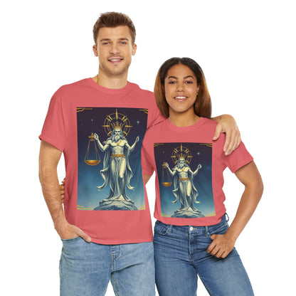 Unisex Heavy Cotton T-Shirt Space v2, Libra God, Zodiac Design