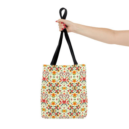 Tote Bag (AOP), Aries, Zodiac v2, Flower Pattern