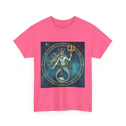 Unisex Heavy Cotton T-Shirt, Aquarius God 6v, Zodiac Design