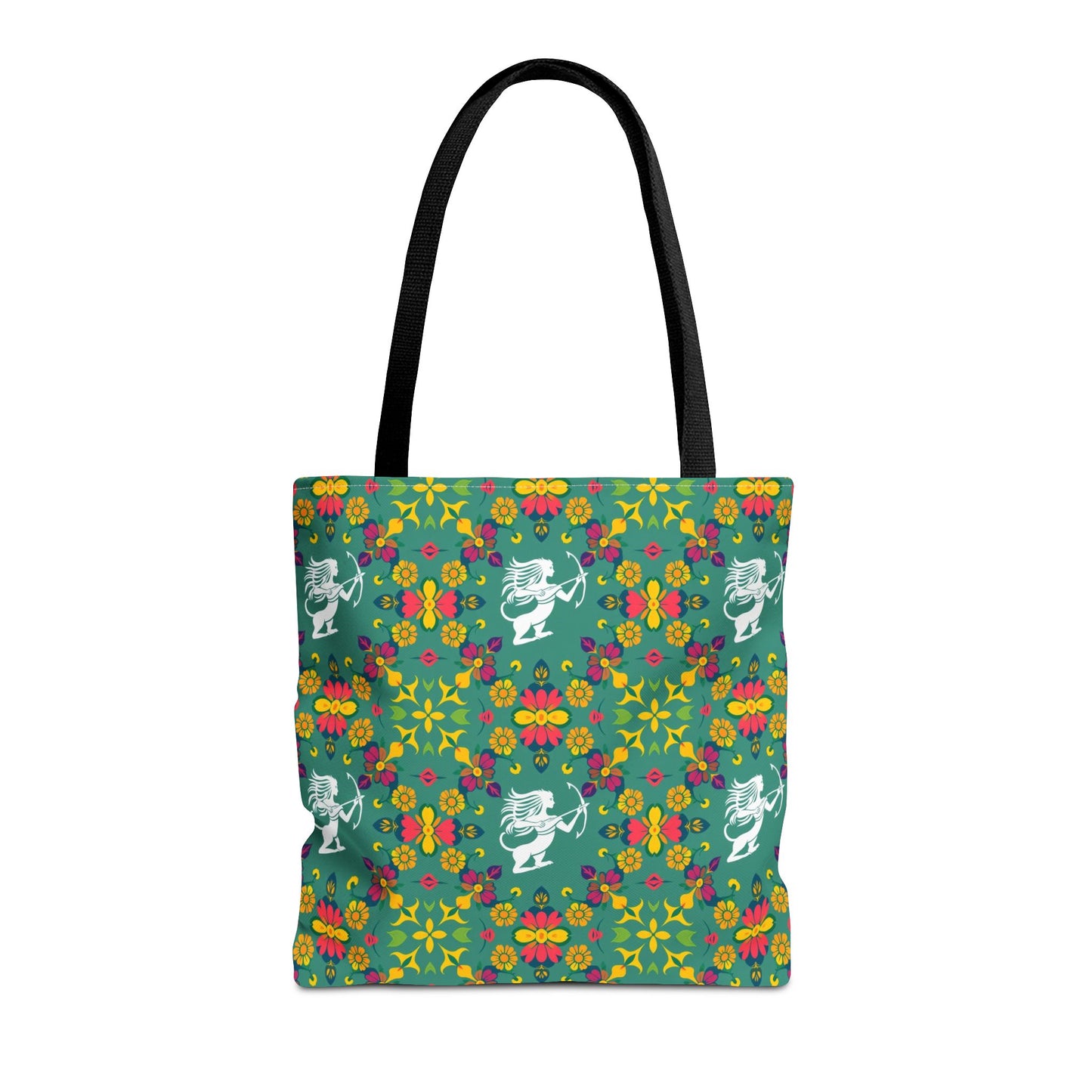 Tote Bag, (AOP), Sagittarius, Zodiac v6, Flower Pattern