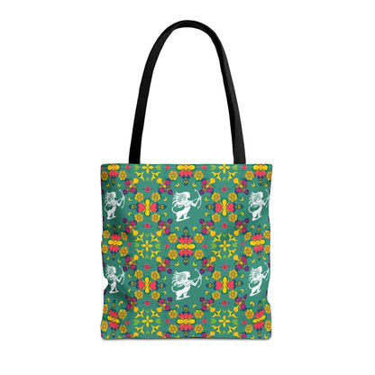 Tote Bag, (AOP), Sagittarius, Zodiac v6, Flower Pattern