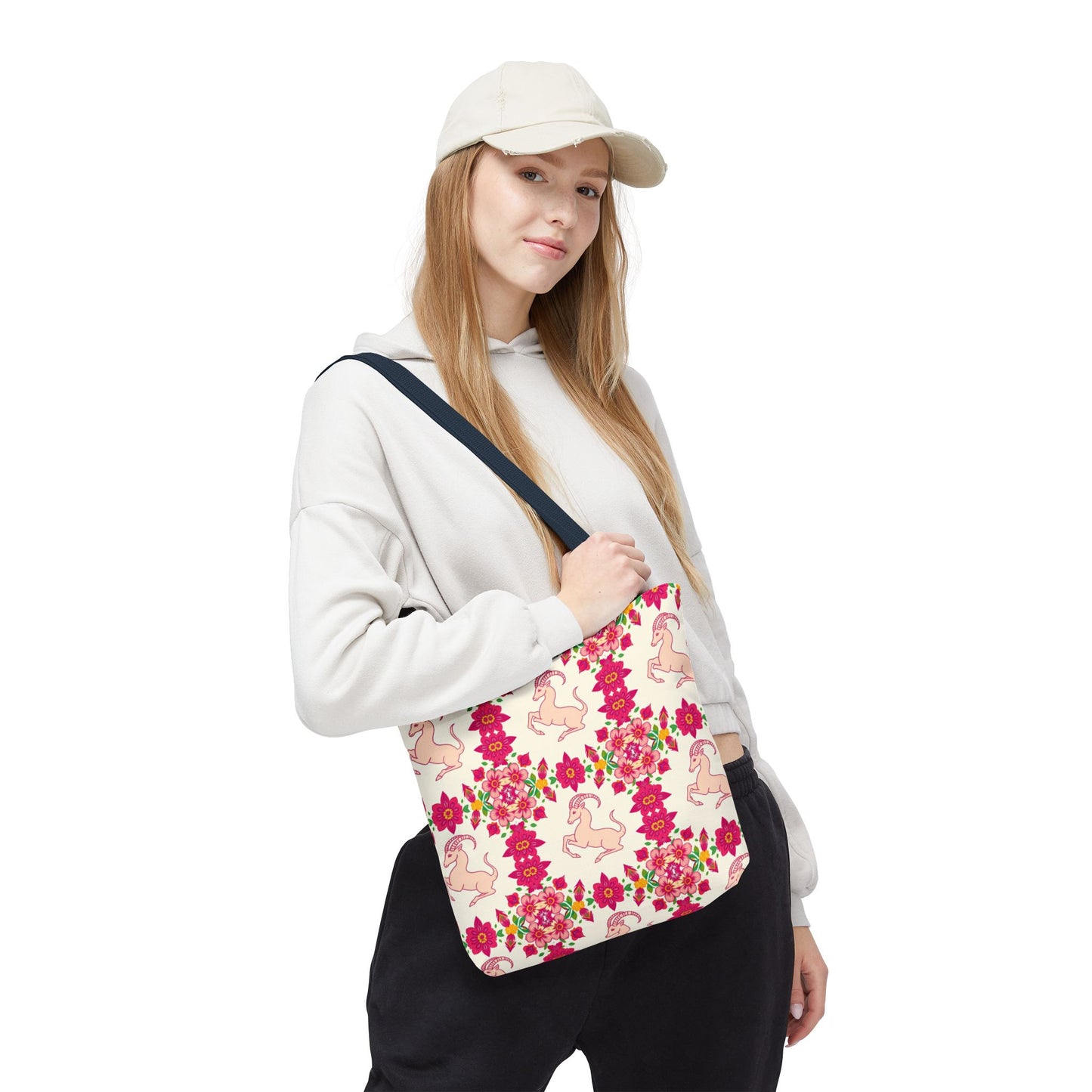 Tote Bag (AOP), Capricorn, Zodiac, Flower Pattern
