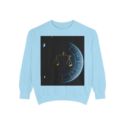 Garment-Dyed Sweatshirt, Unisex, Space Animal Design v1, Libra
