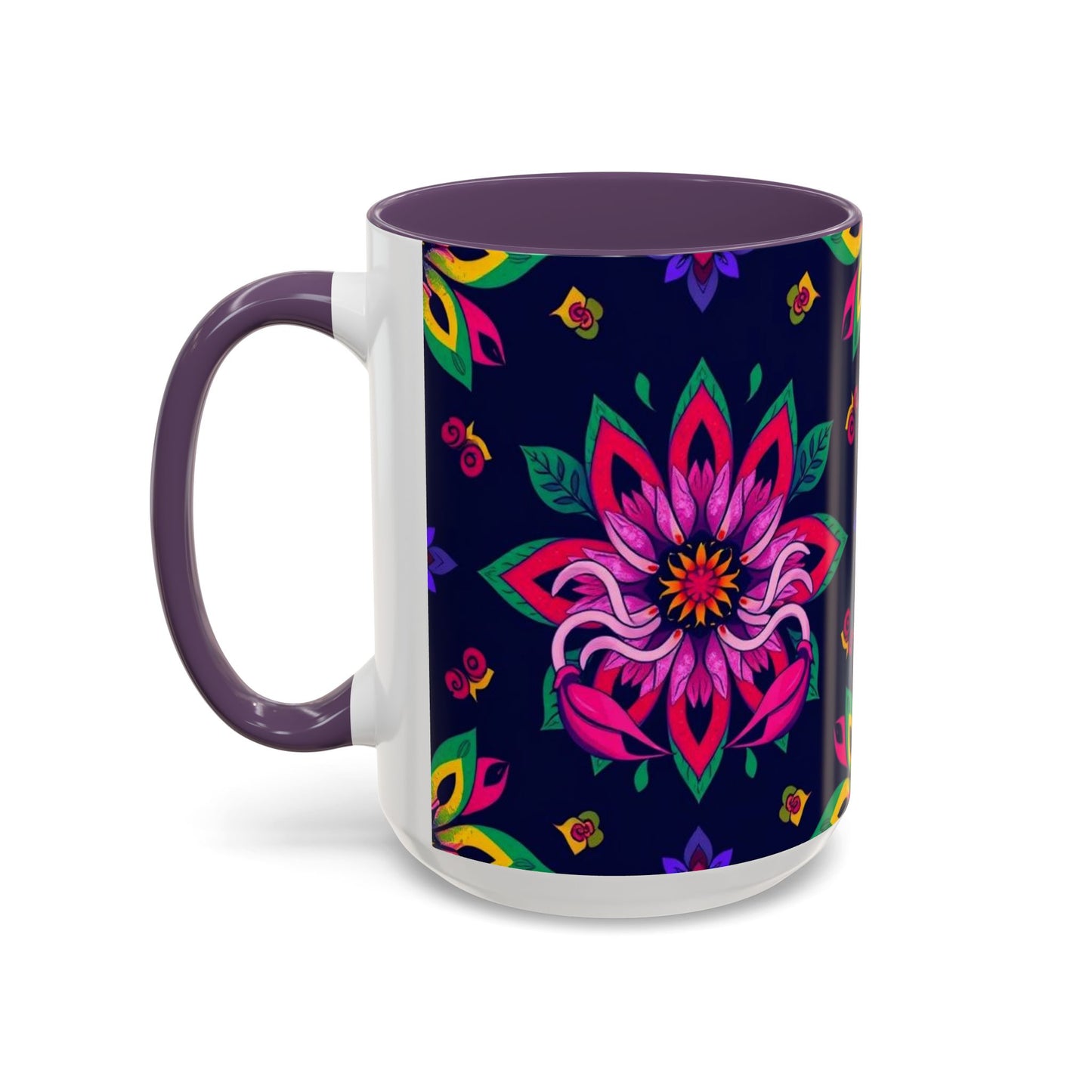 Accent Coffee Mug, Scorpio, Zodiac v4. Flower Pattern, (11, 15oz)