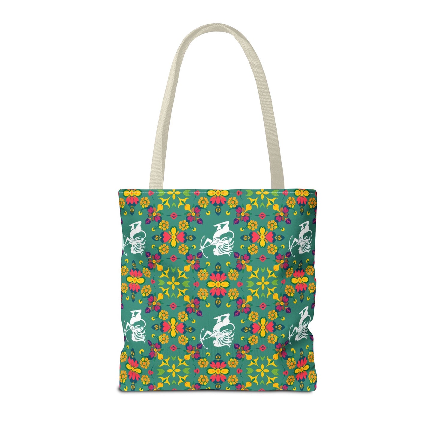 Tote Bag, (AOP), Sagittarius, Zodiac v6, Flower Pattern