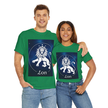Unisex Heavy Cotton T-Shirt, Space Lion, Leo Zodiac Design