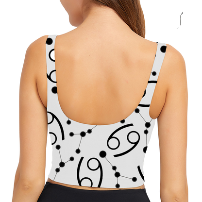 Polyester Sports Bra Cancer Zodiac Sign (AOP)