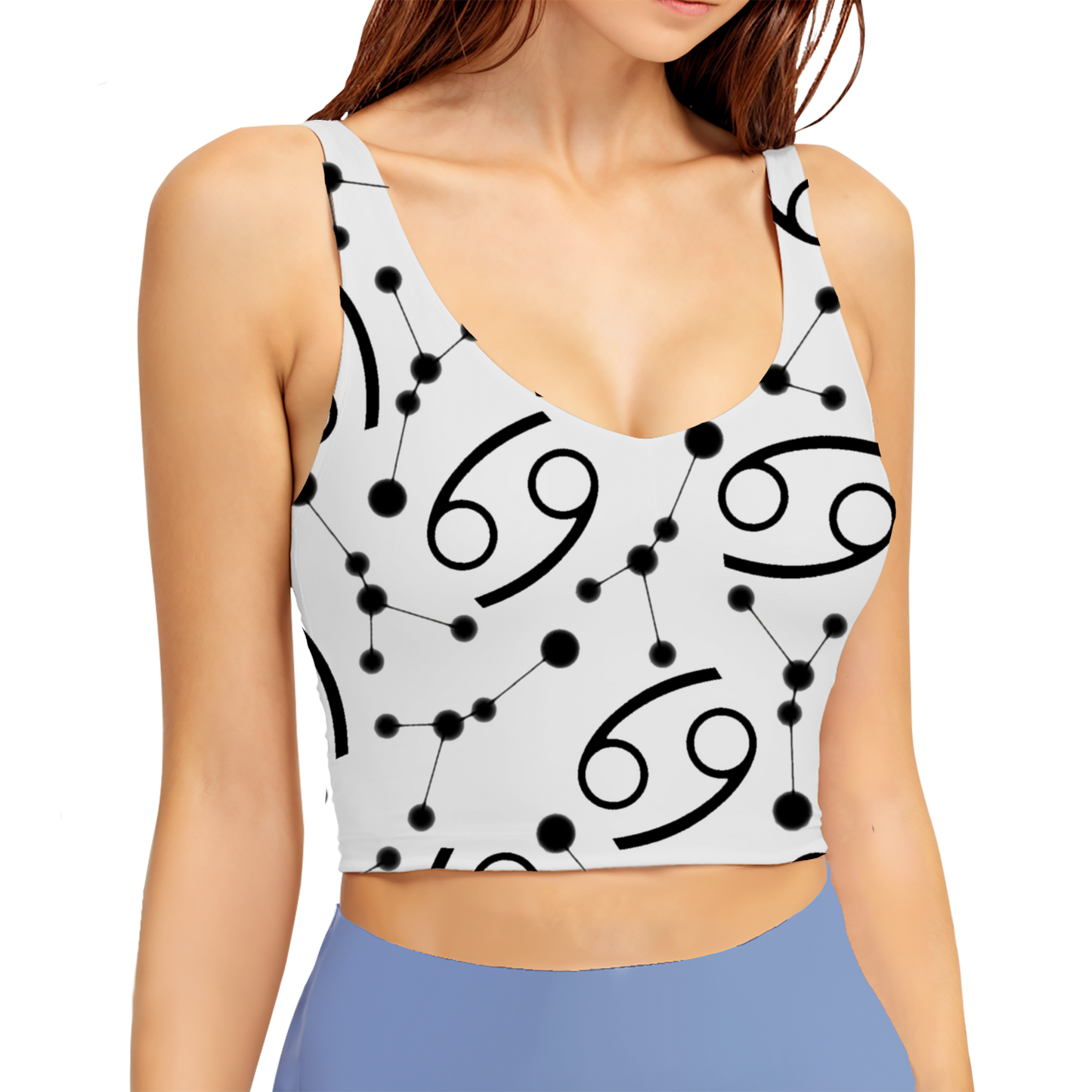 Polyester Sports Bra Cancer Zodiac Sign (AOP)