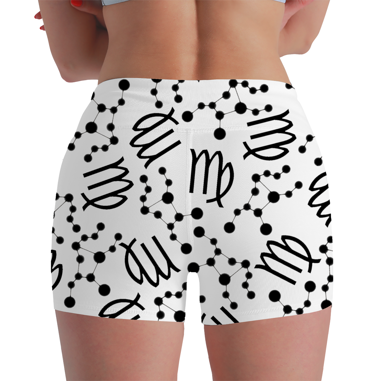 Women's Polyester Yoga Shorts with the Virgo Zodiac sign (AOP)