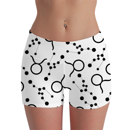 Women's Polyester Yoga Shorts with the Taurus Zodiac sign (AOP)