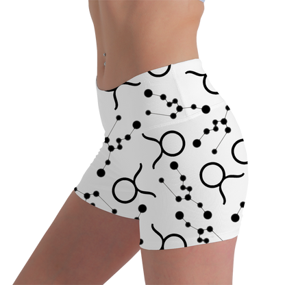 Women's Polyester Yoga Shorts with the Taurus Zodiac sign (AOP)