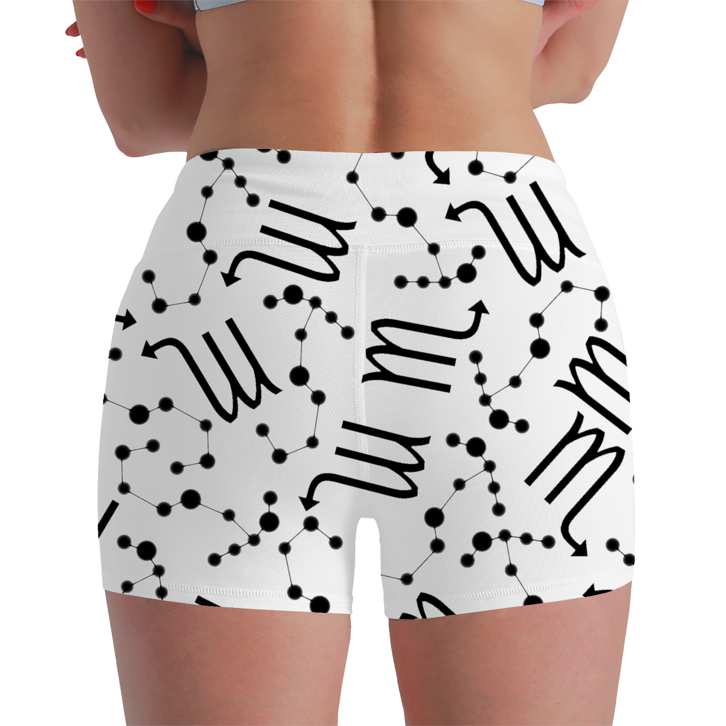 Women's Polyester Yoga Shorts with the Scorpio Zodiac sign (AOP)