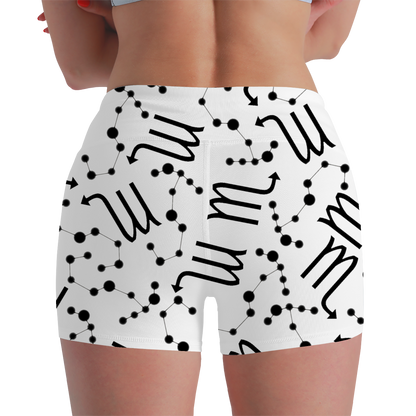 Women's Polyester Yoga Shorts with the Scorpio Zodiac sign (AOP)