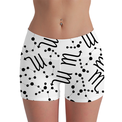 Women's Polyester Yoga Shorts with the Scorpio Zodiac sign (AOP)