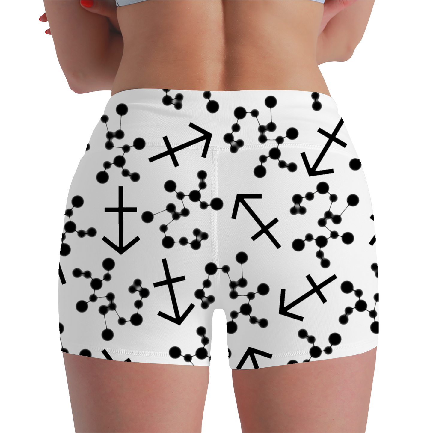 Women's Polyester Yoga Shorts with the Sagittarius Zodiac sign (AOP)