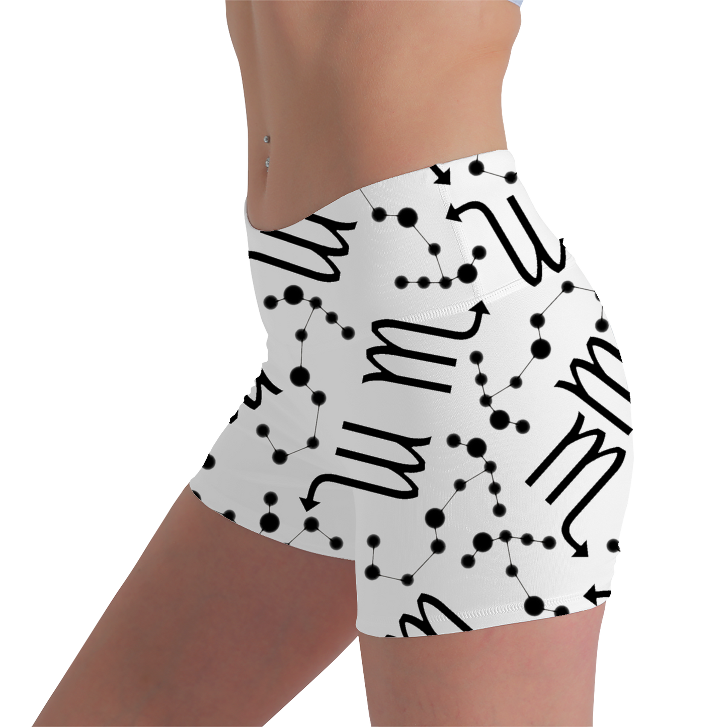 Women's Polyester Yoga Shorts with the Sagittarius Zodiac sign (AOP)