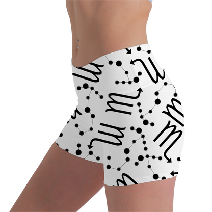 Women's Polyester Yoga Shorts with the Sagittarius Zodiac sign (AOP)