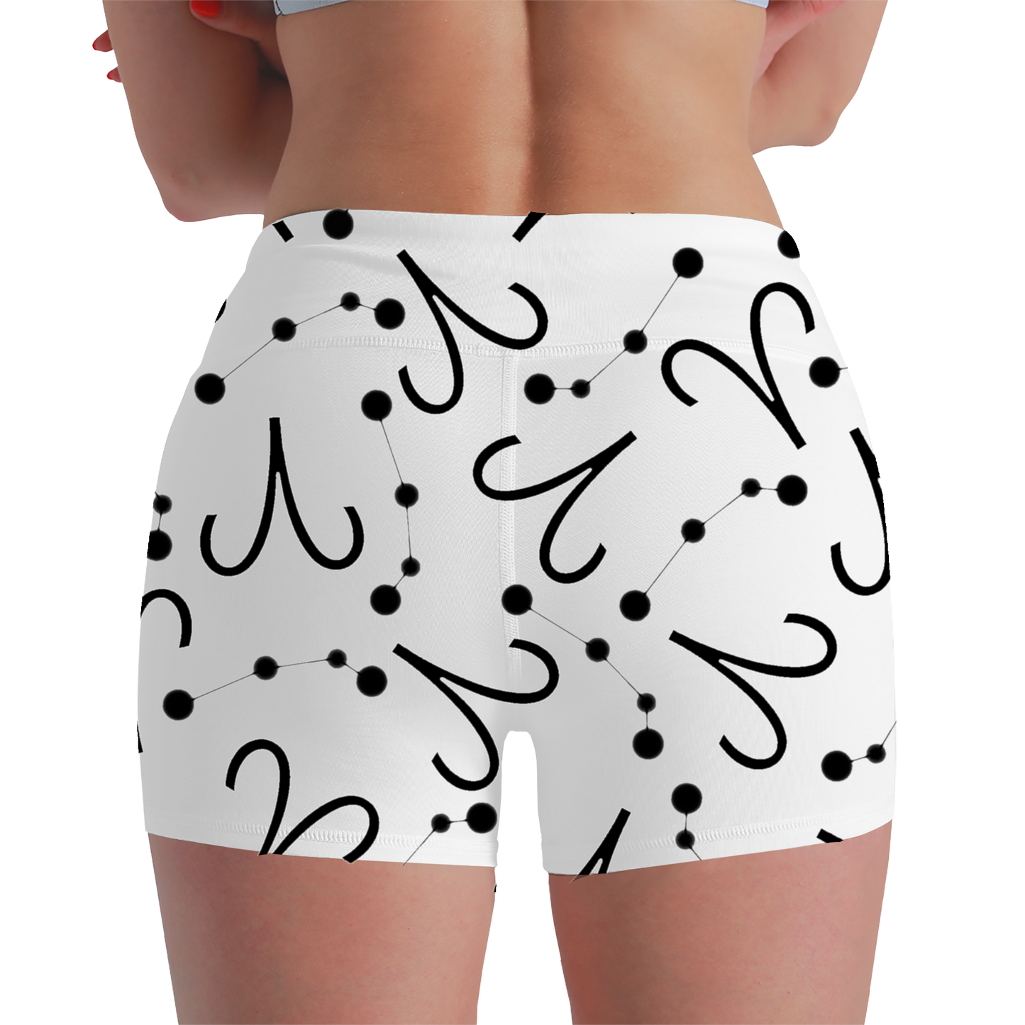 Women's Polyester Yoga Shorts with the Aries Zodiac sign (AOP)