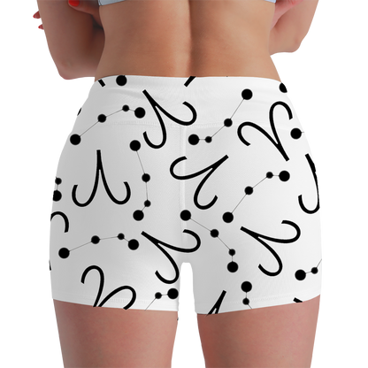 Women's Polyester Yoga Shorts with the Aries Zodiac sign (AOP)