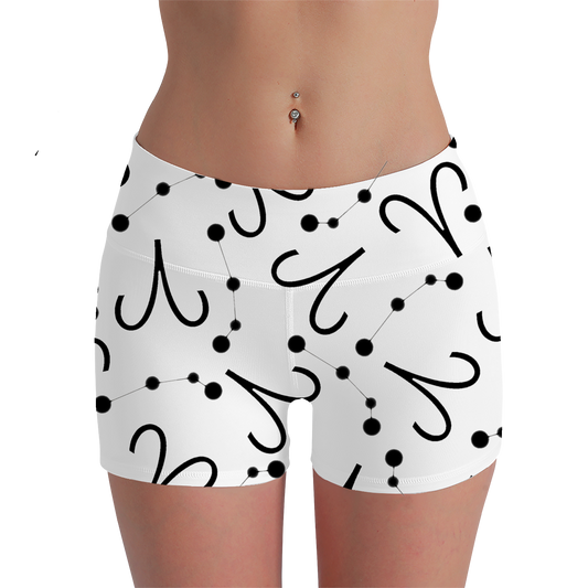 Women's Polyester Yoga Shorts with the Aries Zodiac sign (AOP)