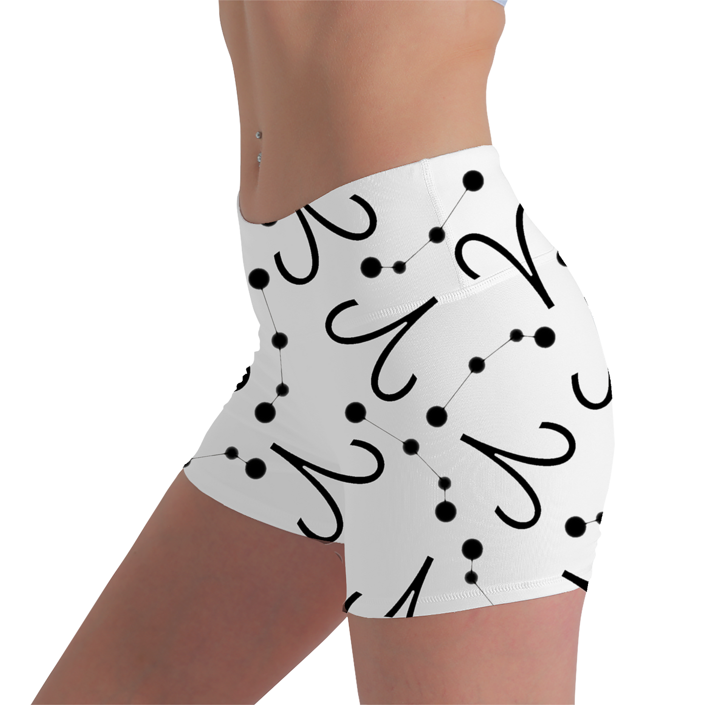 Women's Polyester Yoga Shorts with the Aries Zodiac sign (AOP)