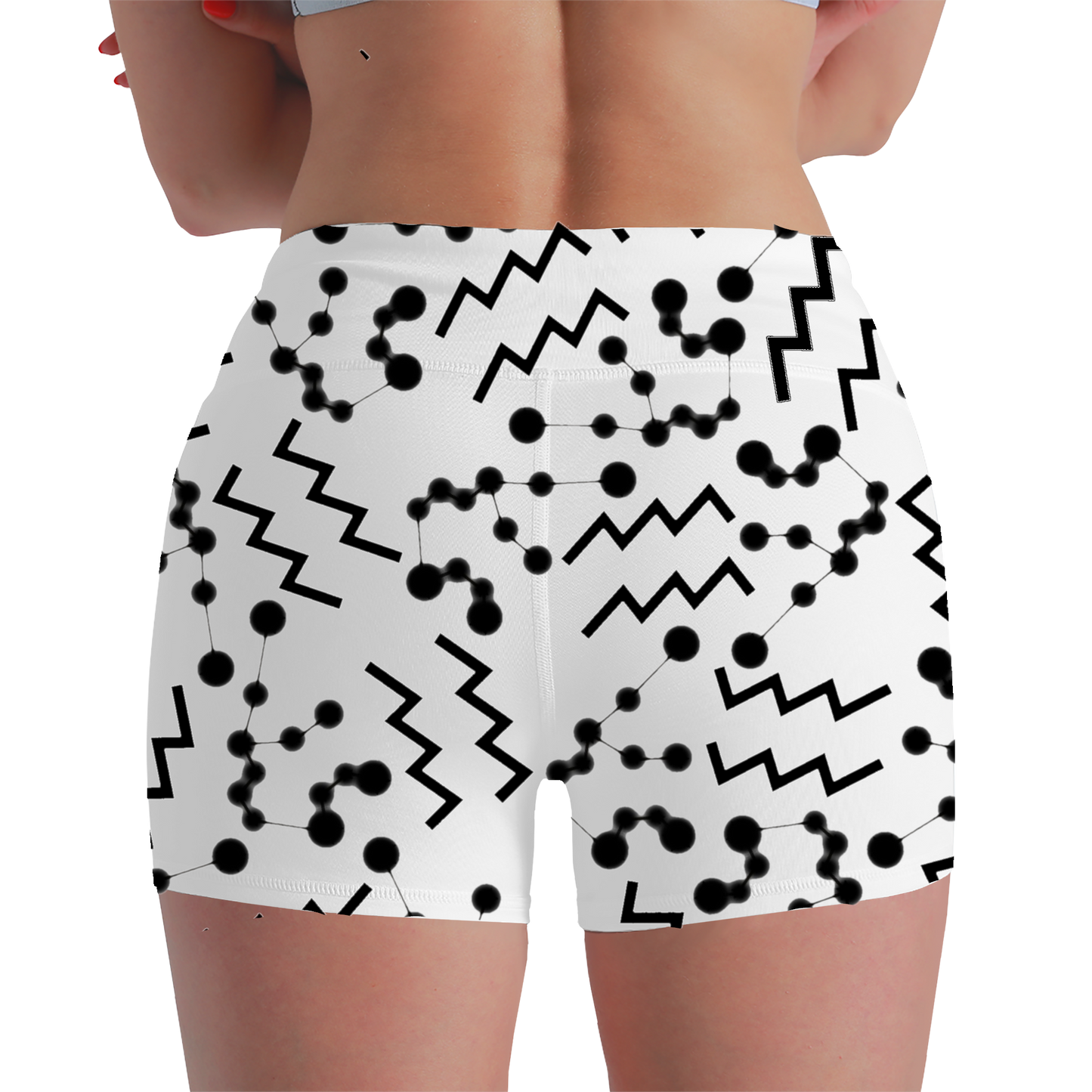 Women's Polyester Yoga Shorts with the Aquarius Zodiac sign (AOP)