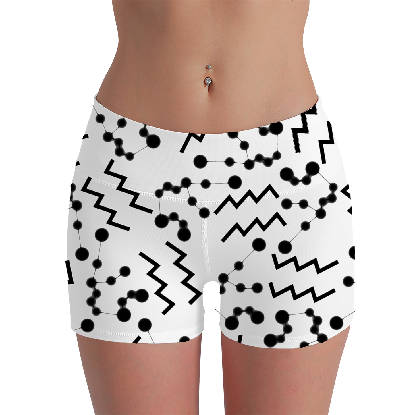 Women's Polyester Yoga Shorts with the Aquarius Zodiac sign (AOP)