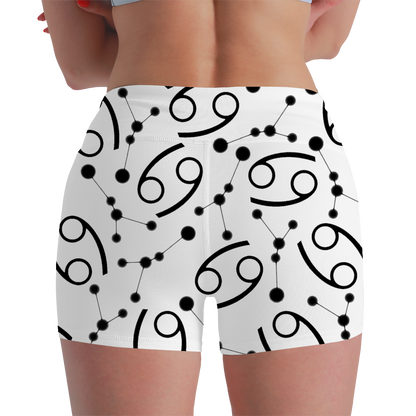 Women's Polyester Yoga Shorts with the Cancer Zodiac sign (AOP)