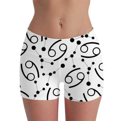 Women's Polyester Yoga Shorts with the Cancer Zodiac sign (AOP)